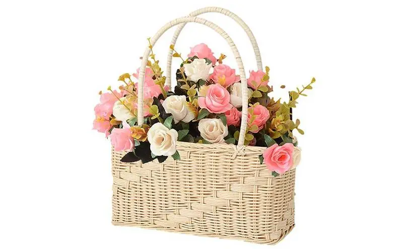 

Handmade Flower Basket Garden Flower Pot Wicker Basket Seagrass Planters Home Storage Handmade Flower Basket For Wedding