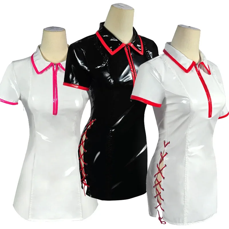 

Chainsaw Man Makima Cosplay Costume Nurse Uniform Women Sexy Nurse Artificial PU Leather Dresses Cap Halloween Costumes Clothing