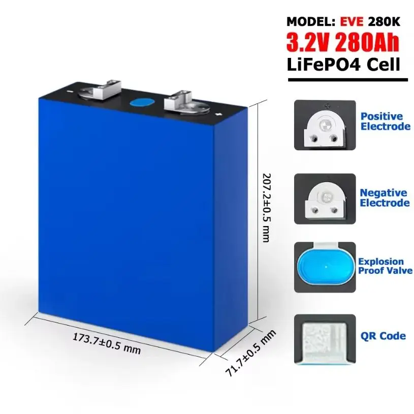 二重穴溶接スタッド付きEVE-LiFePO4個のバッテリーセル、DIY家庭