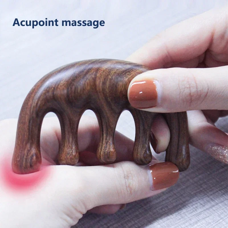 Relax Acupoint Sandalwood Hair Comb Scalp Massager Portable Wooden Handle Comb Anti-static Styling Tool