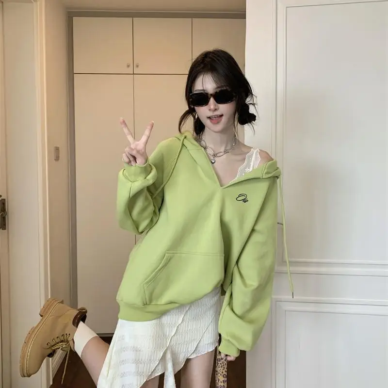 투니스 여성 아메리칸 루즈핏 V넥 후드티