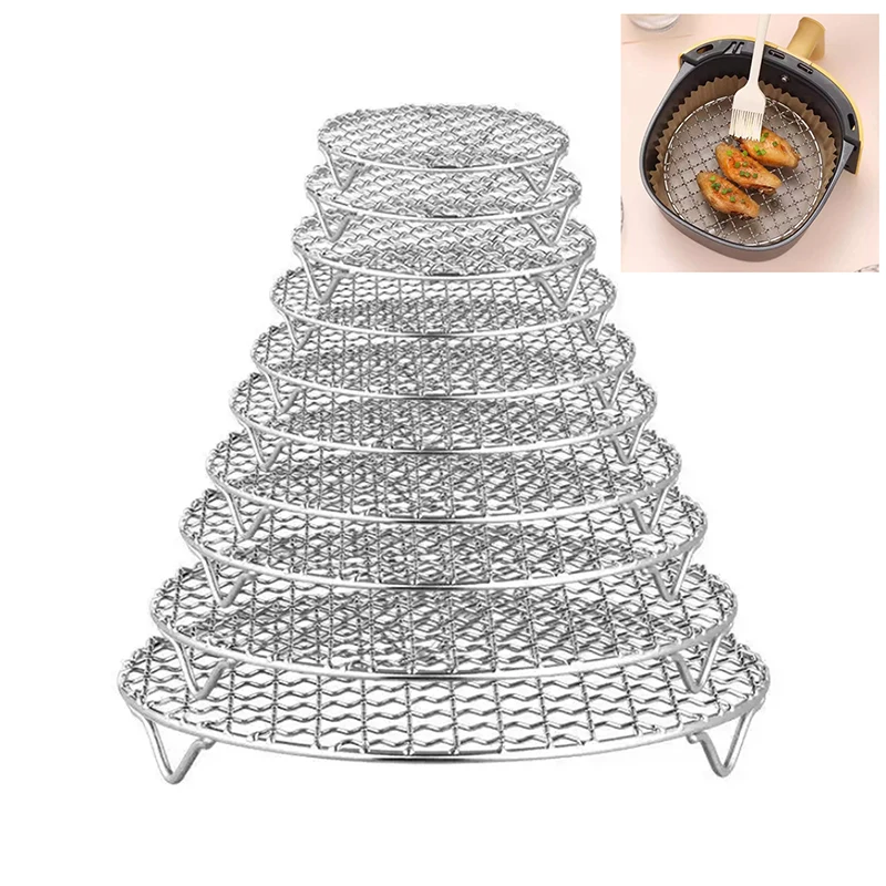 Air fryer rack stainless steel holder BBQ rack with legs stackable round versatile layer grill