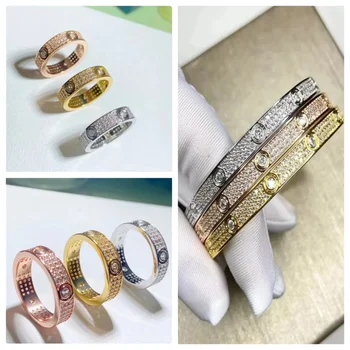 2024. Fashion New Hot Selling Set Zircon 18K Gold Plated Bracelet, Ring, Gift Jewelry for Men and Women 3