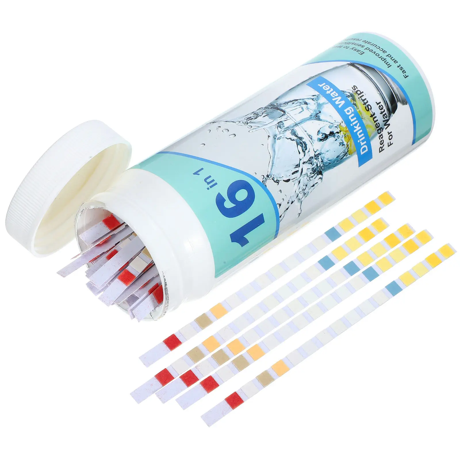100Pcs 식수 테스트 스트립 16-in-1 가정 사무실 레스토랑 매장용 물 테스트 스트립 경량 휴대용 간편한 사용