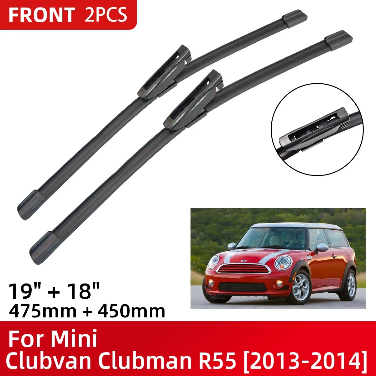 

Щетки стеклоочистителя передние для Mini Clubvan Clubman R55 2013-2014, 19 + 18 дюймов, 2013 2014