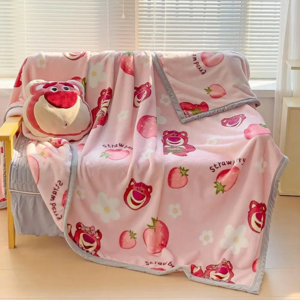 

MINISO Lotso Multifunctional Blanket Cartoon Thickened Double-Sided Milk Velvet Coral Plush Blanket Thickened Single Blanket