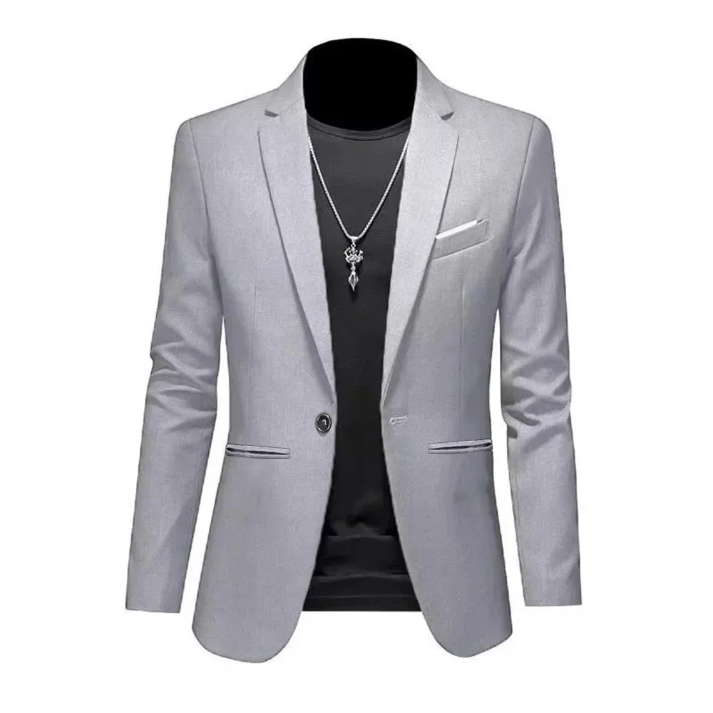 Men's Fashion Light Luxury Casual Business Suit Autumn New Slim Fit Non-ironing Suit Jacket Solid Color Basic Male Clothes