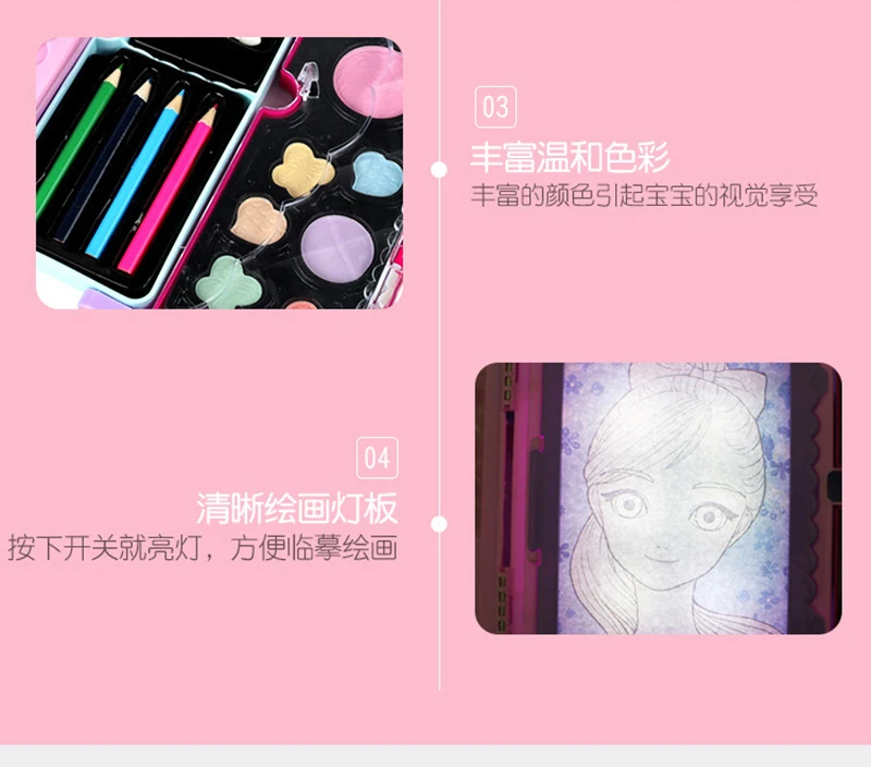 Drawing Board Painting Colorful Make Up Toy Girls Makeup Drawing Set Toys  Multi-function LED Cosmetics Suitcase for Xmas Gifts - AliExpress