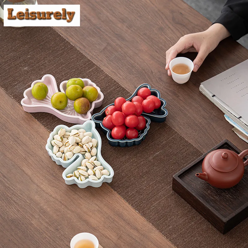 Handmade Relief Fish Jump Ceramic Fruit Dishes Japanese Pastry Plate Dim Sum Plate Sharing Plate Teaset Accessories Decoration