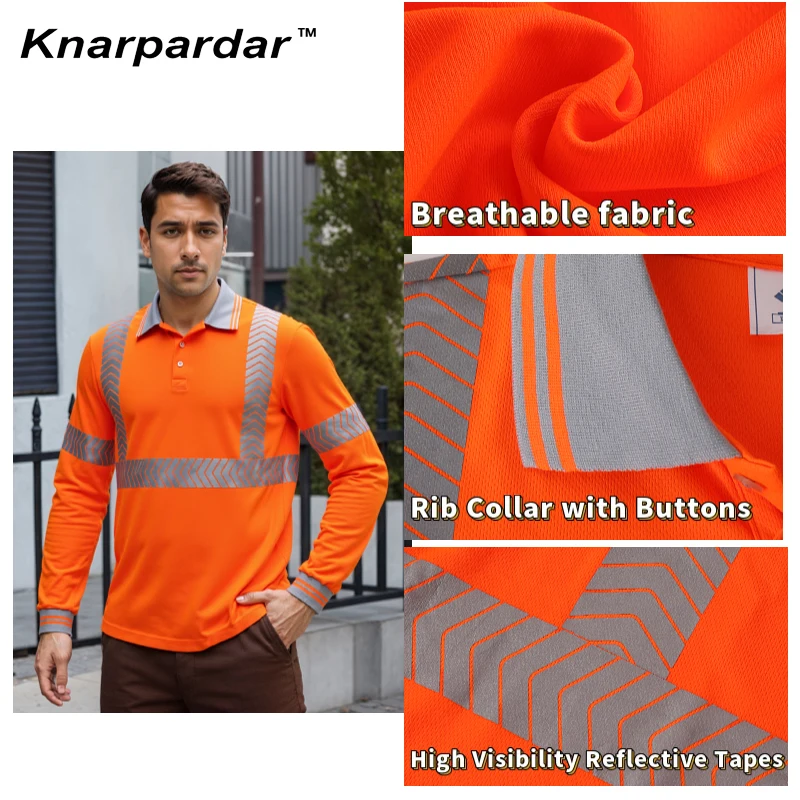S-4XL 여름용 고시인성 노란색 주황색 안전 폴로 셔츠, 건설, 광산, 공항에 적합한 고시인성 작업 셔츠