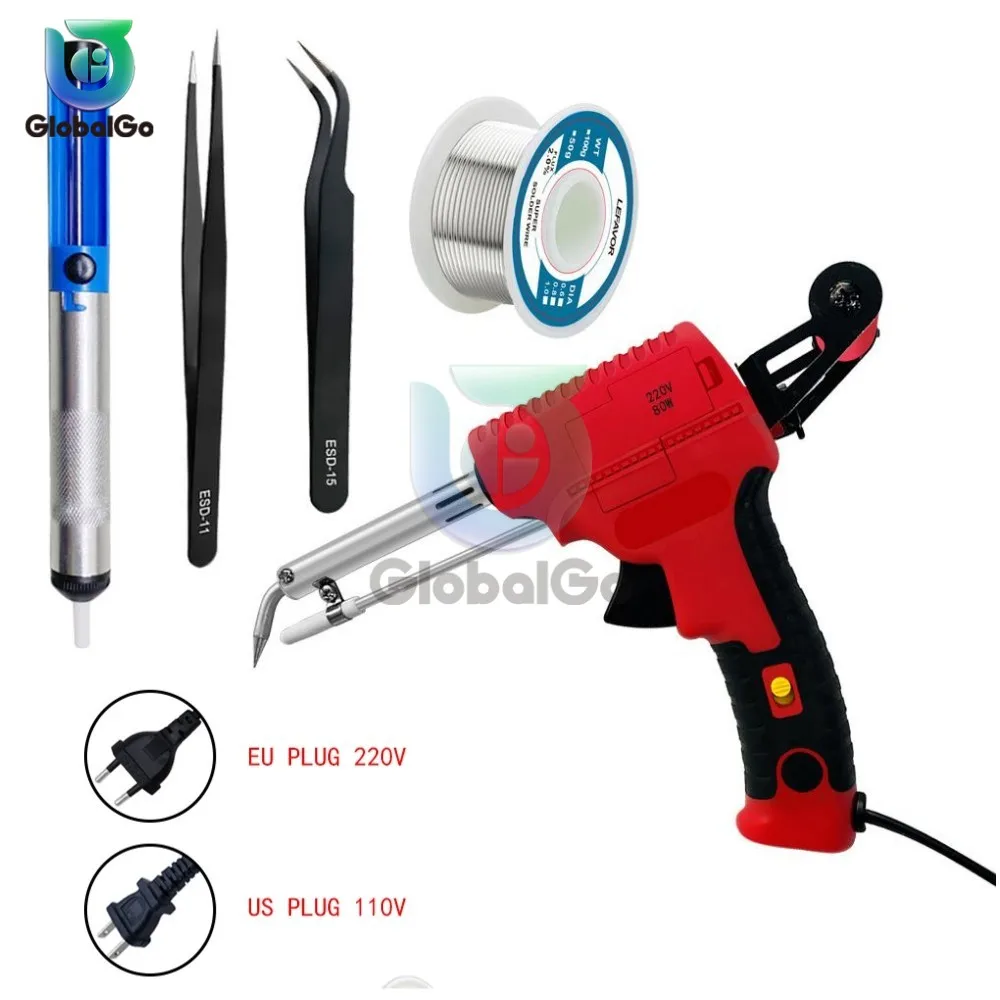 

110V/220V 60/80/ Manual Soldering Iron Tip Tin Gun Internal Heat Electric Tin Welder Welding Machine Solder Gun Tool Set