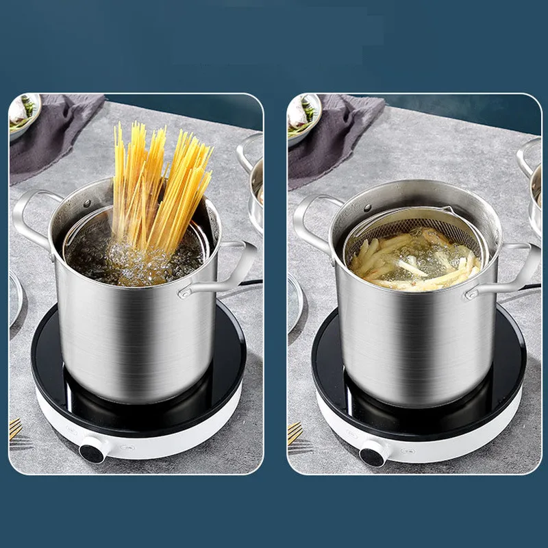 4 Pcs Stainless Steel Pasta Cooker Steamer Multipots 5 L Soup Pot With Steam Grid Fry Basket for Pasta Asparagus Kitchen Cookwar