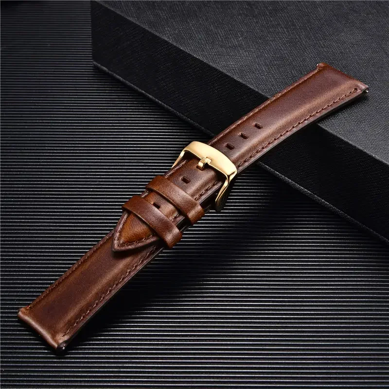 Elegant Leather Watchbands - Quick Release Business Strap Bracelet in Black and Brown
