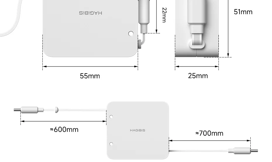 Unidirectional Retractable USB C Cable 100W Fast Charging