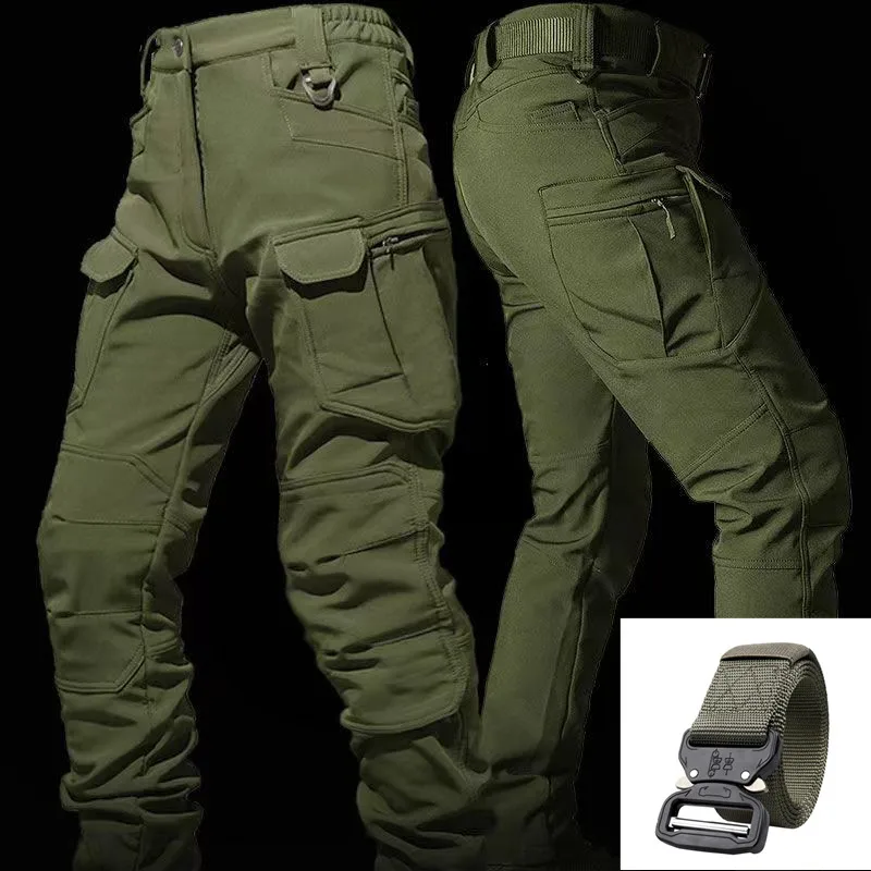 Men\'s Winter Velvet Thickened Outdoor Invader Soft Shell Tactics Windproof and Waterproof Mountaineering Jacket and Pants