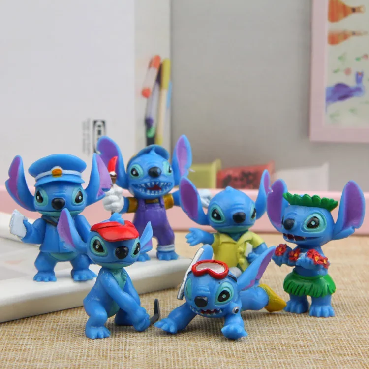 Disney Action Toy Figures Lilo Stitch Doll 6pcs Mini Stitch Figure