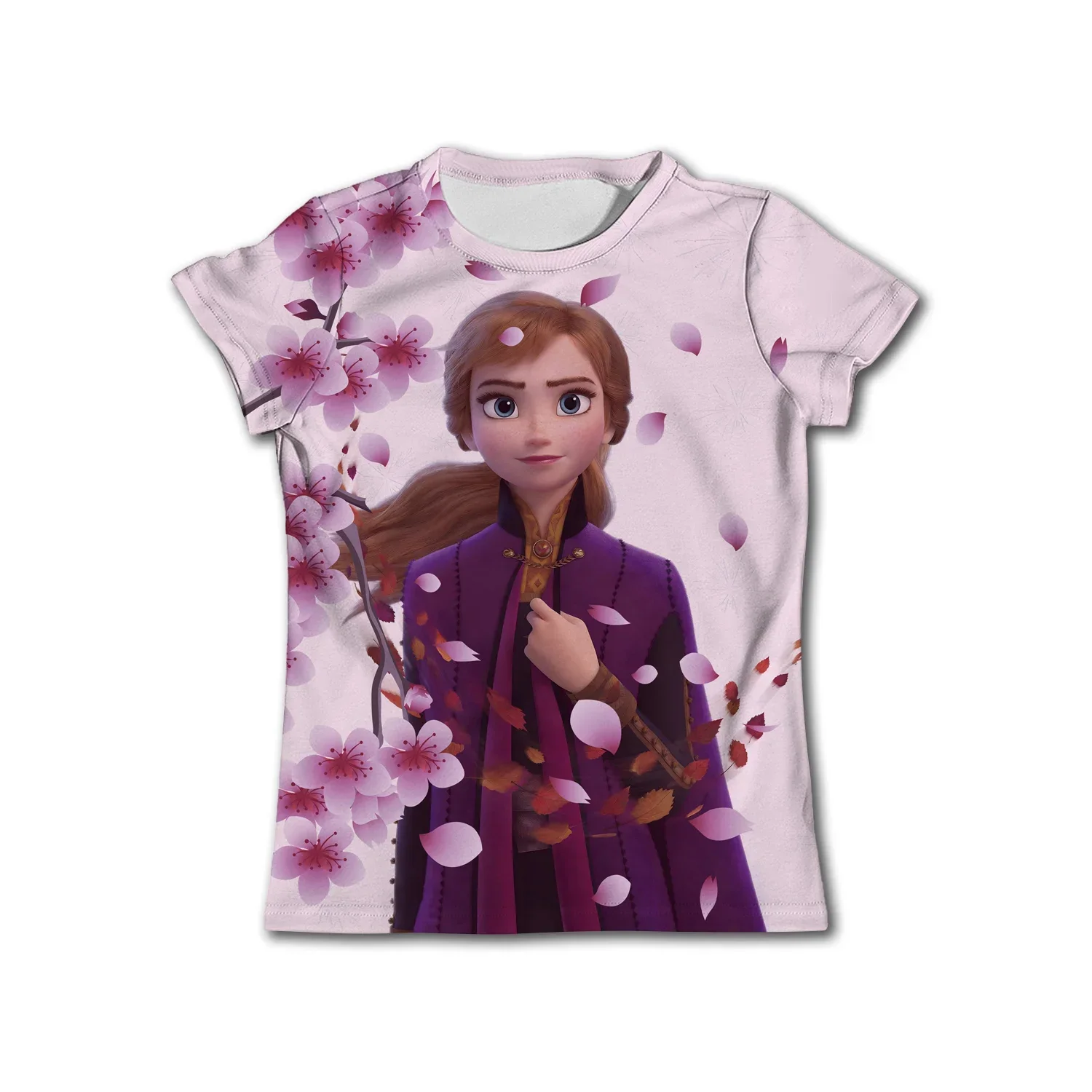 2024 Summer Disney Cartoon Movie Frozen Elsa 3d Print T-shirt Kids Girls Clothes Baby T Shirts Children Short Sleeve