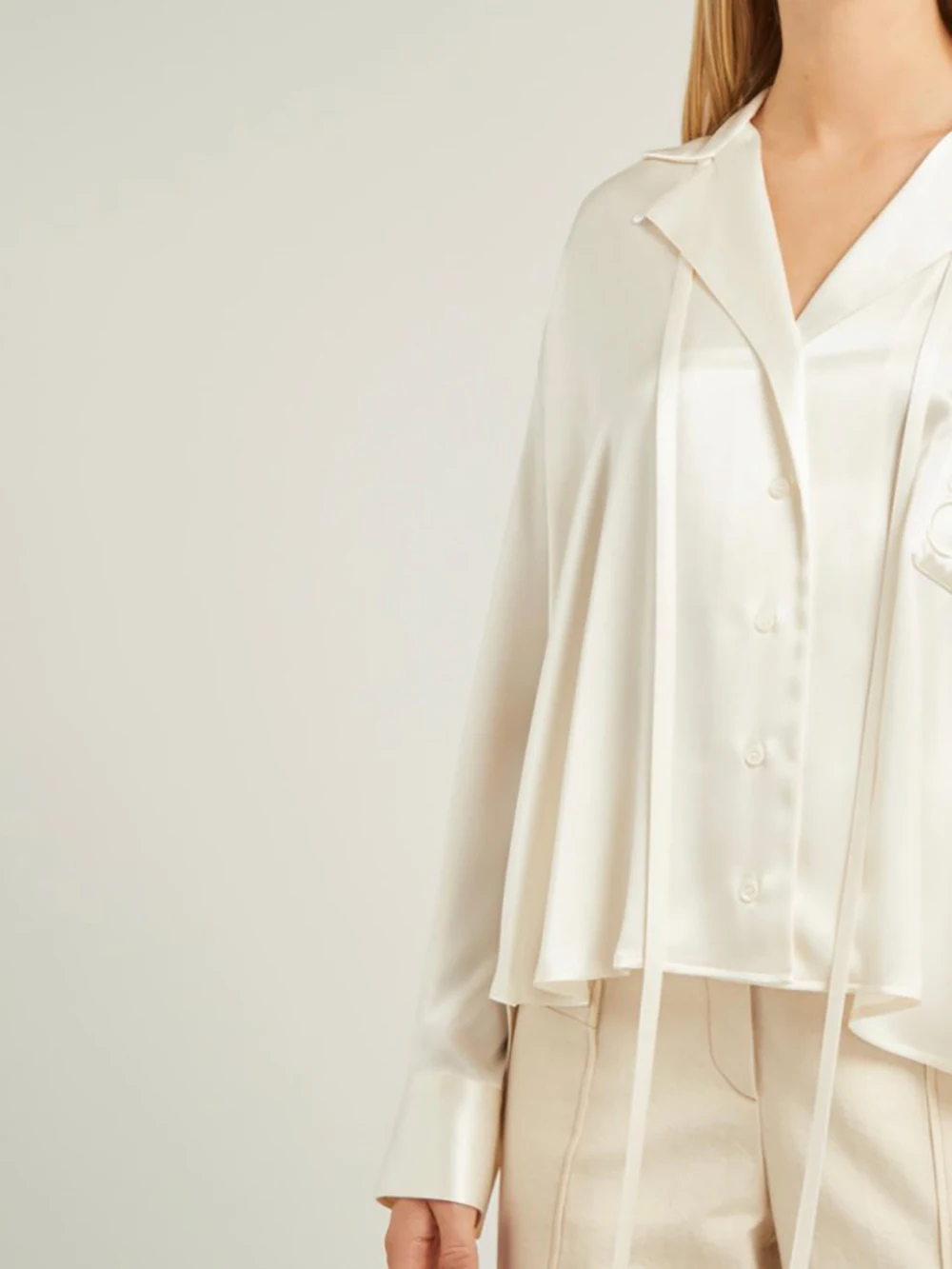

L@E Anagram designer White Streamer Letter Embroidery Women Shirt Long Sleeve Pocket Button blouse Casual Lady Top 125902