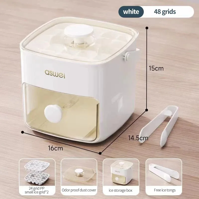 Pressing Ice Cube Mold Large Capacity Double-layer Design Ice Storage Container Home Food Grade Storage Box 48 Gride