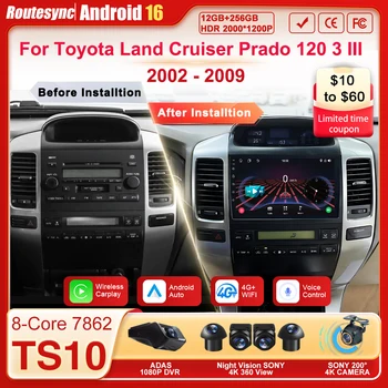Radio Android 2 Din para Toyota Land Cruiser Prado 120 3 III, para Lexus GX470 GX 470 J120 2002 - 2009, Pantalla Táctil 1