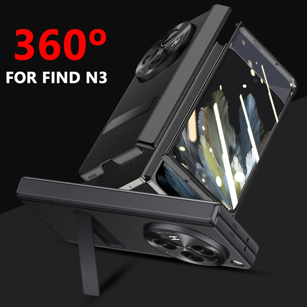 

Роскошная защита для экрана на шарнире для OPPO FIND N3 FindN3 2024, официальная Противоударная задняя крышка, подставка, кожа