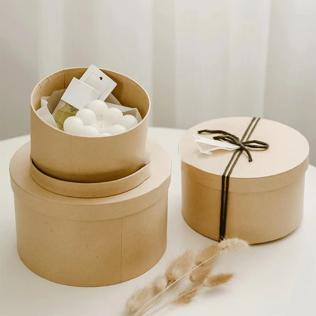 Set of 3 Paper Mache Boxes Round Kraft Paper Boxes with lids Round Paper  Storage Boxes for birthday christmas wedding 3 Sizes - AliExpress