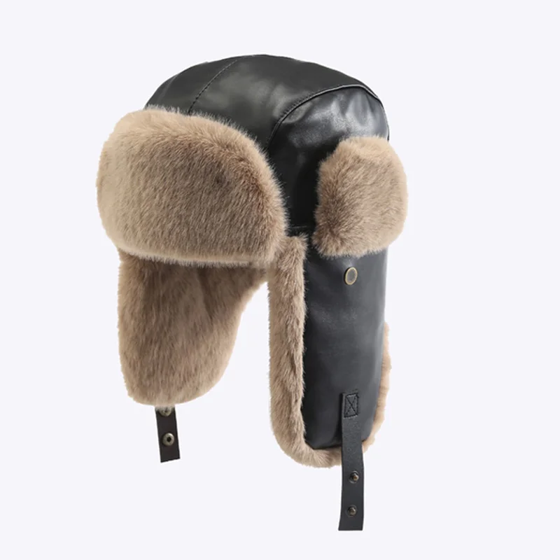 

2023 Winter warm hat for men russian Wind proof ear protection Bomber hat fur hats for women fur hat ski mask leather hat