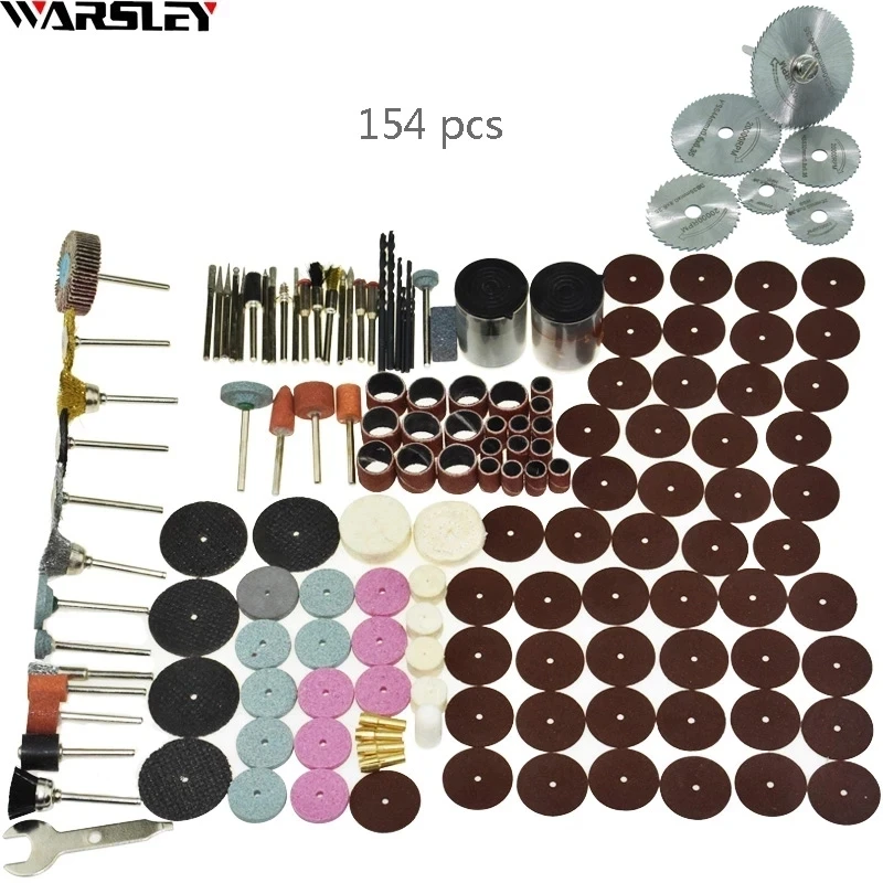 154pcs/ Engraver Abrasive Tools Accessories Dremel Rotary Tool Accessory  Set Fits For Dremel Drill Grinding Polishing Saw Blade