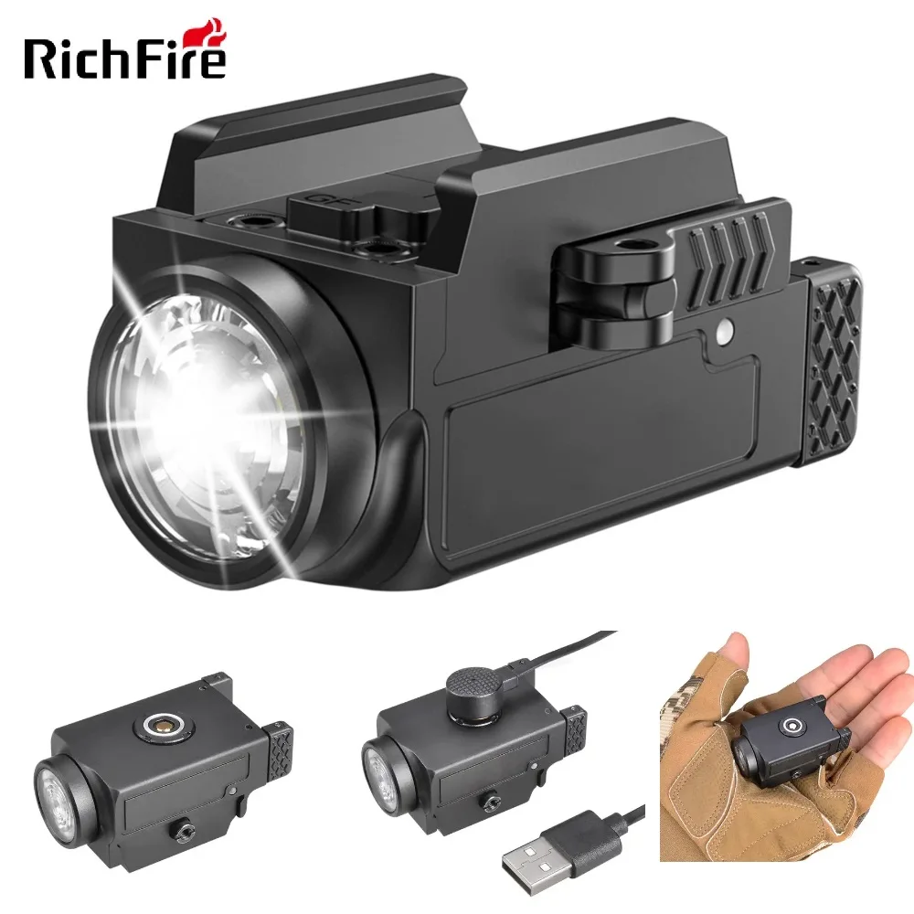 Aluminum Tactical Flashlight for Hunting Pistol with Magnetic Charging