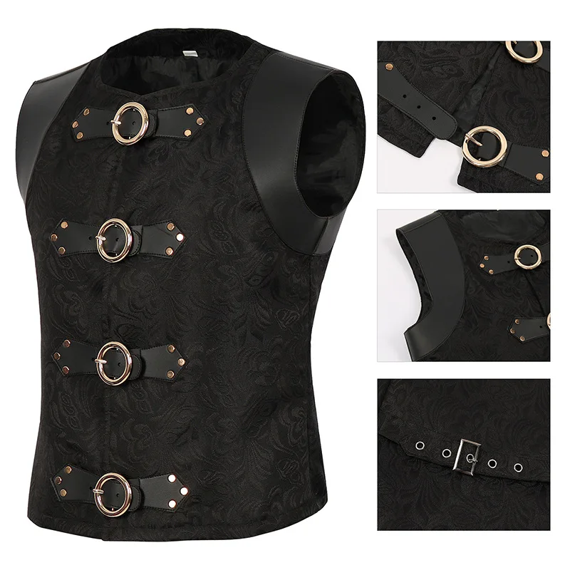 

Jacket Gothic Mens Victorian Suit Vest Steampunk Gothic Waistcoat Men's Casual Vest Stage Performance Costume Wed Evening Dress