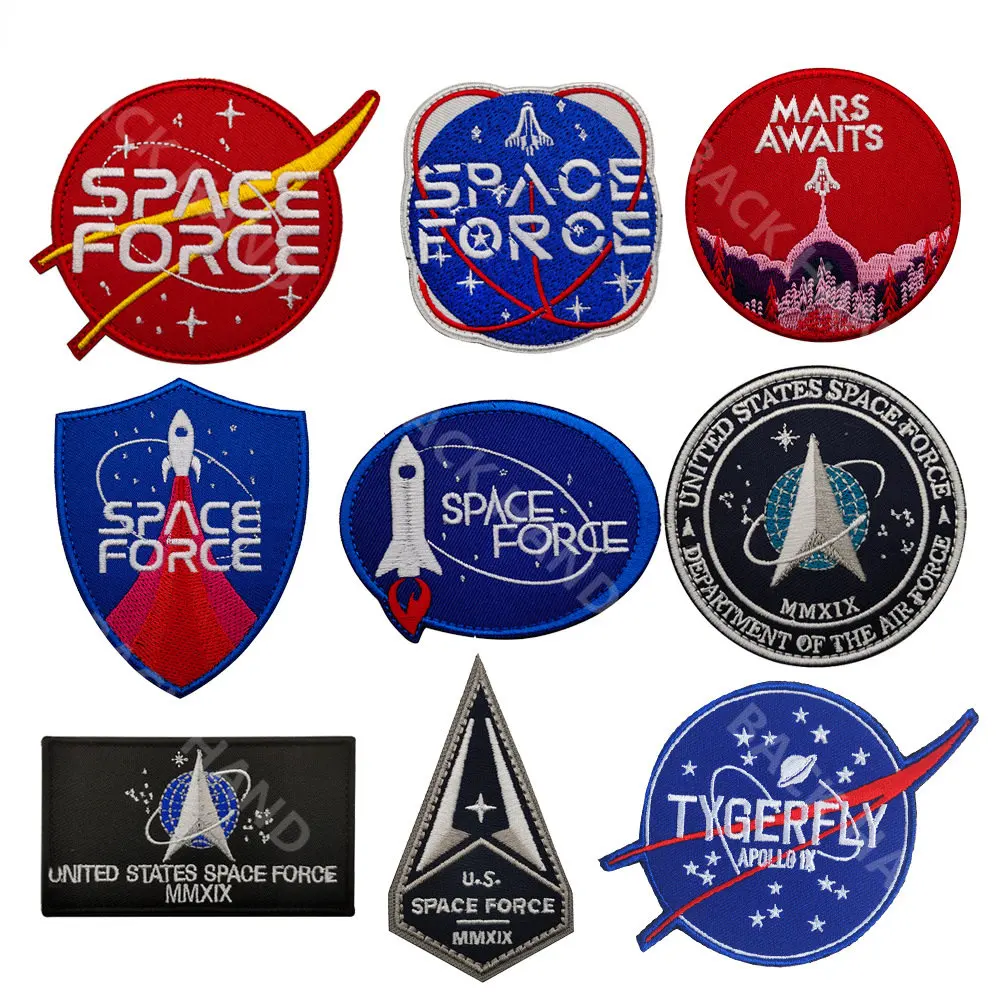 USSpaceForceSpaceLogoEmbroideredBadgeMoraleBadgeMagicPatchesFabricDecalMilitary