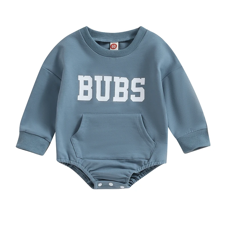 

Baby Boy Romper Long Sleeve Crew Neck Letters Print Fall Bodysuit Clothes for Casual Daily