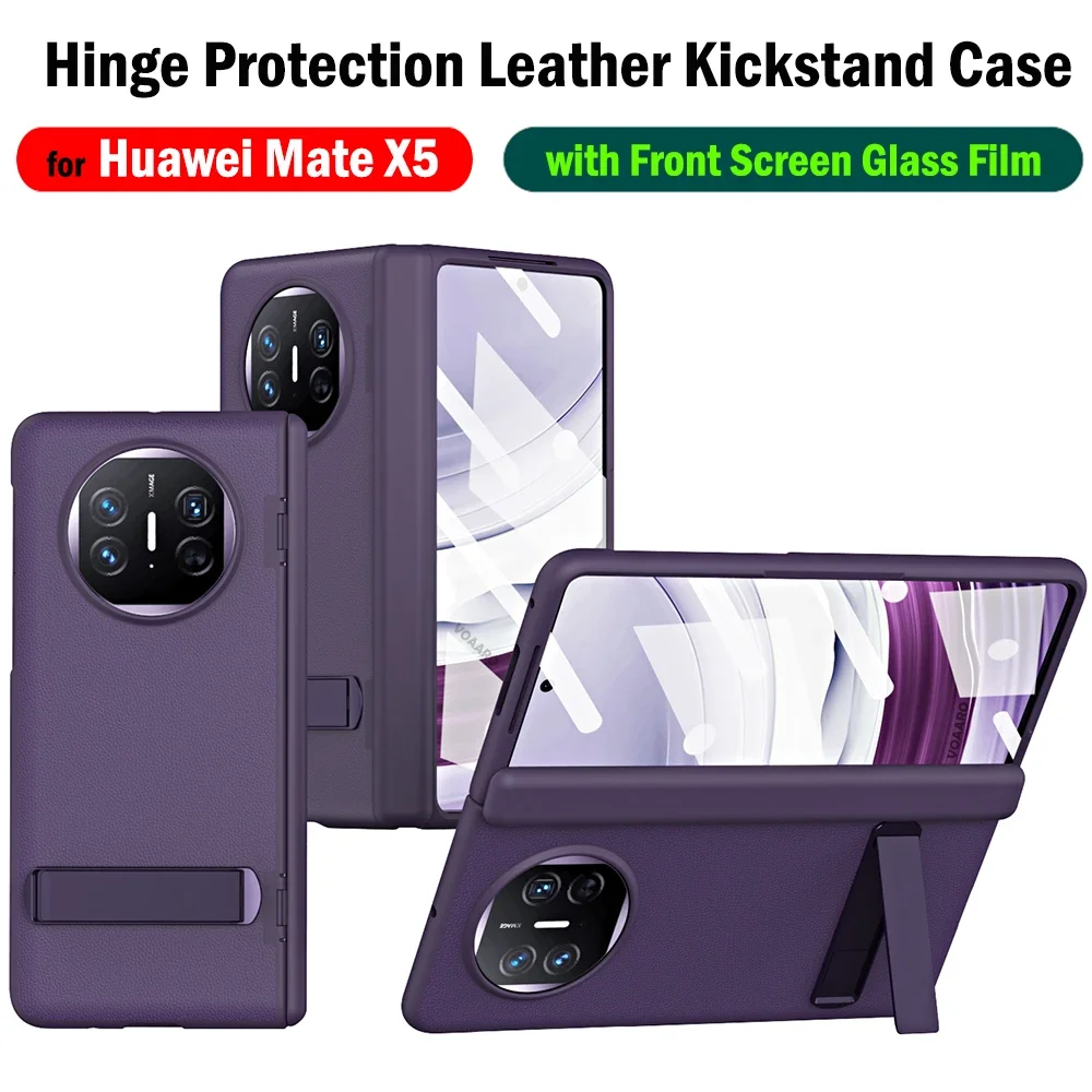 

Kickstand Holder Leather Funda for Huawei Mate X5 Case Cover for Huawei Mate X5 5G Hinge Protection Case with Front Screen Film
