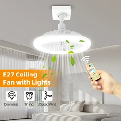 LED Ceiling Fan Lamp With Remote Control E27 Silent 30W Wall Fan Lights for Living Room Bedroom Dimming Smart Ceiling Lamp Fans