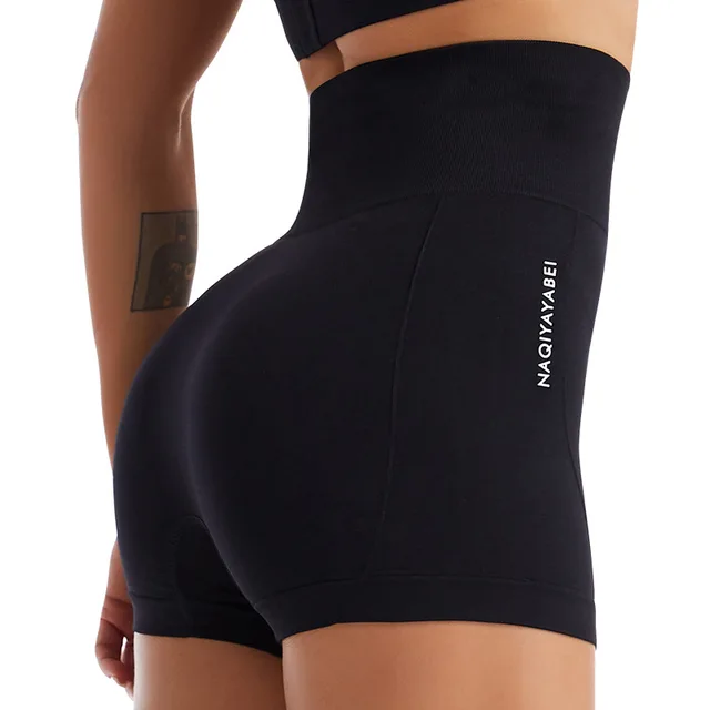 THUNSHION H208209 Seamless High Waist Sports Shorts Casual Women Workout Push Up Leggings Yoga Running Fitness Gym Slim Pants 208-Black