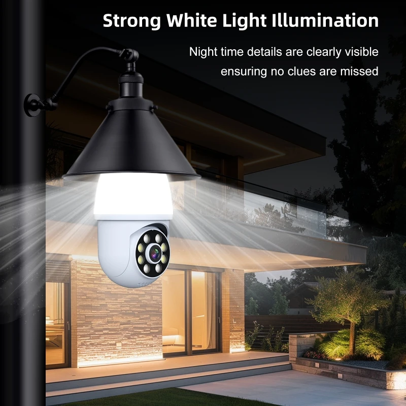 3MP 1296P iCsee APP Floodlight Full Color E27 Wireless PTZ IP Dome Camera AI Humanoid Detection Security CCTV Baby Monitor 3