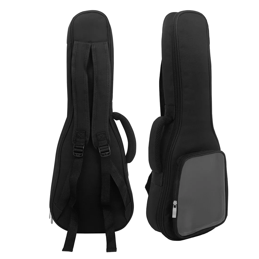 23 Inch Ukulele Gig Bag Case Black Portable Cotton Soft Ukelele Concert Bag Waterproof Shoulder Belt Backpack