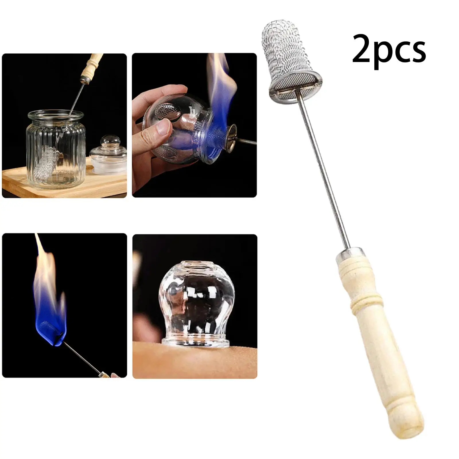 2Pcs Cupping Torch Cupping Ignition Stick Accessory Supplies Fire Stick Chinese Acupoint Massage Tool Vacuum cupping torch