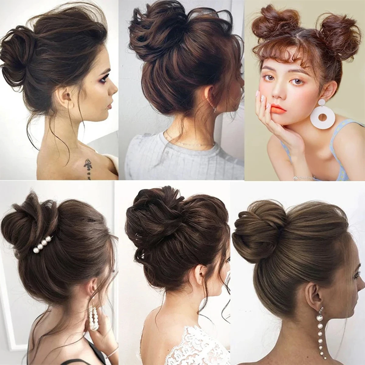 Synthetic Elegant Mini Claw Clip Cat Ear Chignon Effortless Style amp Volume for Every Occasion – Perfect for Women Blone Bun