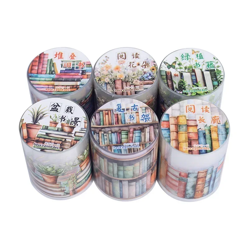 1Roll Tape PET TapesBook Adhesives Ocean Landscape Potting Bookscape Material Cruise Reading DIY DIY Scrapbook 50mm*2m 3