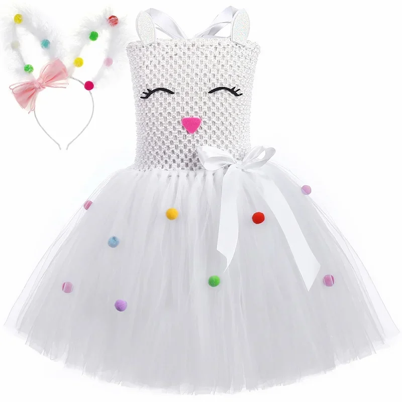 thumbnail image 1 of Vestido de conejito de Pascua para niñas pequeñas, vestido de princesa con tutú para niñas, disfraz de conejo blanco para niñas, ropa de fiesta de cumpleaños y Halloween, 1 of 5