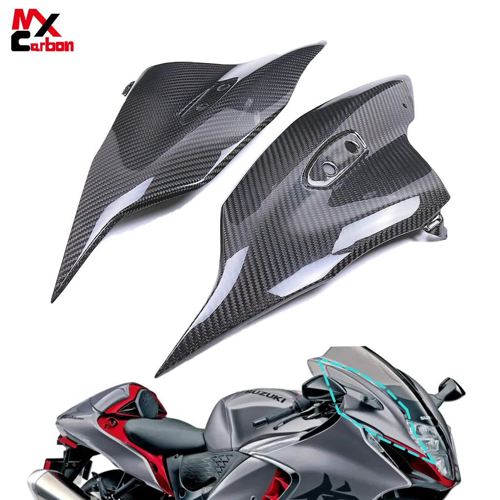 

Передняя фара мотоцикла, боковые панели, аксессуары для Suzuki hayabusa GSX1300R 2021 2022, передняя обтекатель из настоящего углеродного волокна