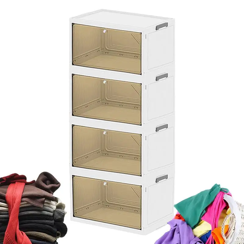 

Stackable Closet Organizer Foldable Household Clothes Storage Box Multifunction Space Saving Storage Bin Socks Wardrobe Box