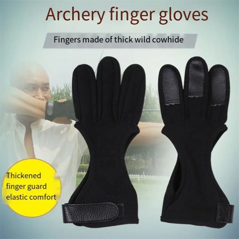 Archery Three Finger Gloves Outdoor Sports Archery Finger Protective Gloves Breathable Protect Shooting Sports Accessory