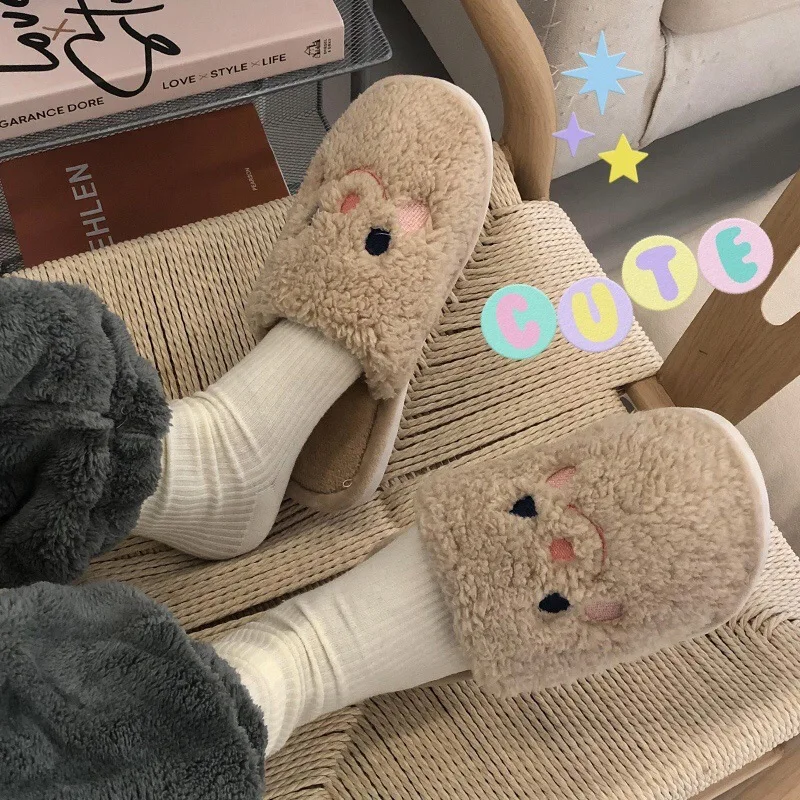 Shevalues Niedliche Plüsch-Hausschuhe für Damen, Winter, warm, bequem, pelzige Baumwoll-Hausschuhe, Paare, Zuhause, Innenbereich, Schlafzimmer, praktische Rutschen – Detail 13