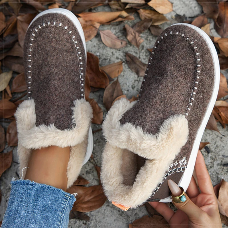 Boots Slip On Fur Boots For Winter Shoes Woman 2025 Snow Botas Mujer Keep Warm Women's Ankle Boots Combat Winter Footwear Women