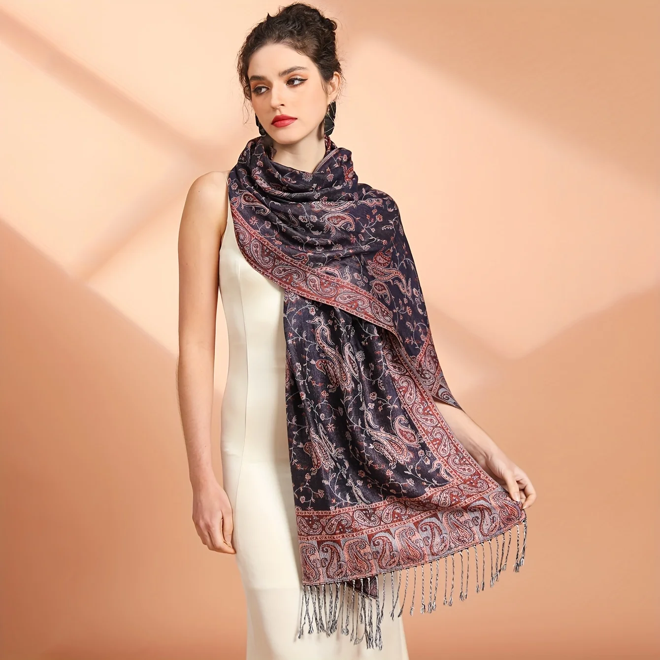 Wholesale Paisley Cotton Scarf Women Jacquard Cashew Printed