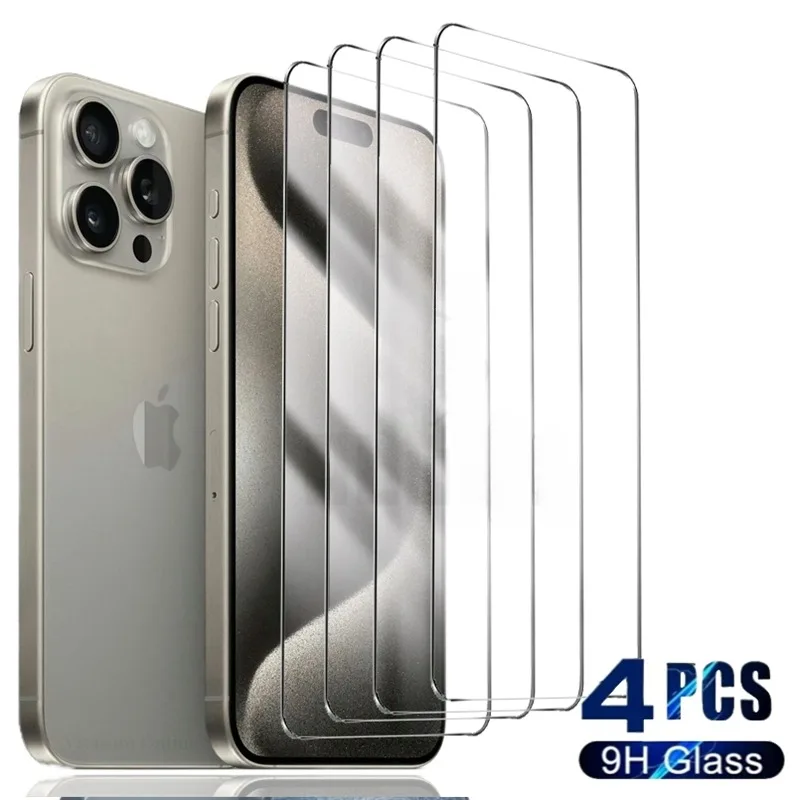 

4 шт. закаленное стекло для iPhone 15 Pro Max 14 Plus 13 12 11 Pro Max Plus Защита экрана для IPhone XR XS Max 7 8Plus стекло