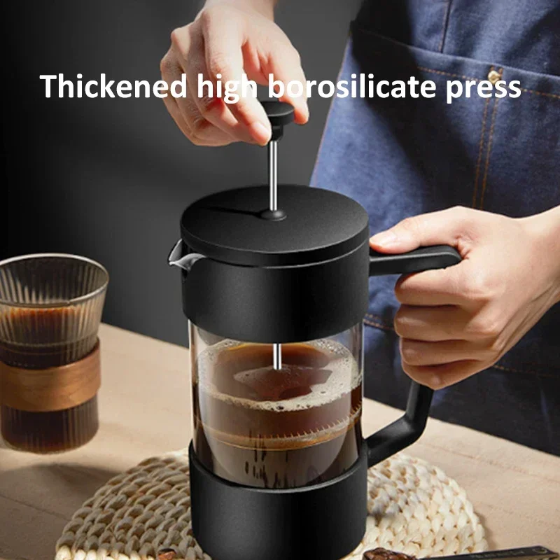 350ML/600ML/1000ML French Press Coffee Maker High Borosilicate Glass House Coffee Brewer Milk Foam Frother Accessories