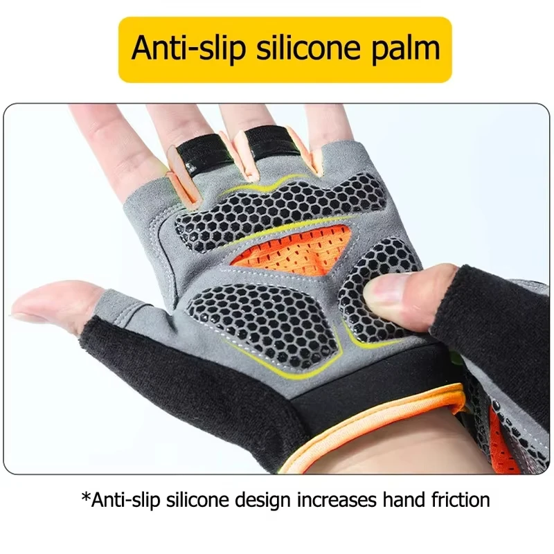 Anti Slip Shock Breathable Half Finger Gloves Breathable Cycling Gloves Fitness Gym Bodybuilding Crossfit Exercise Sports Gloves 2